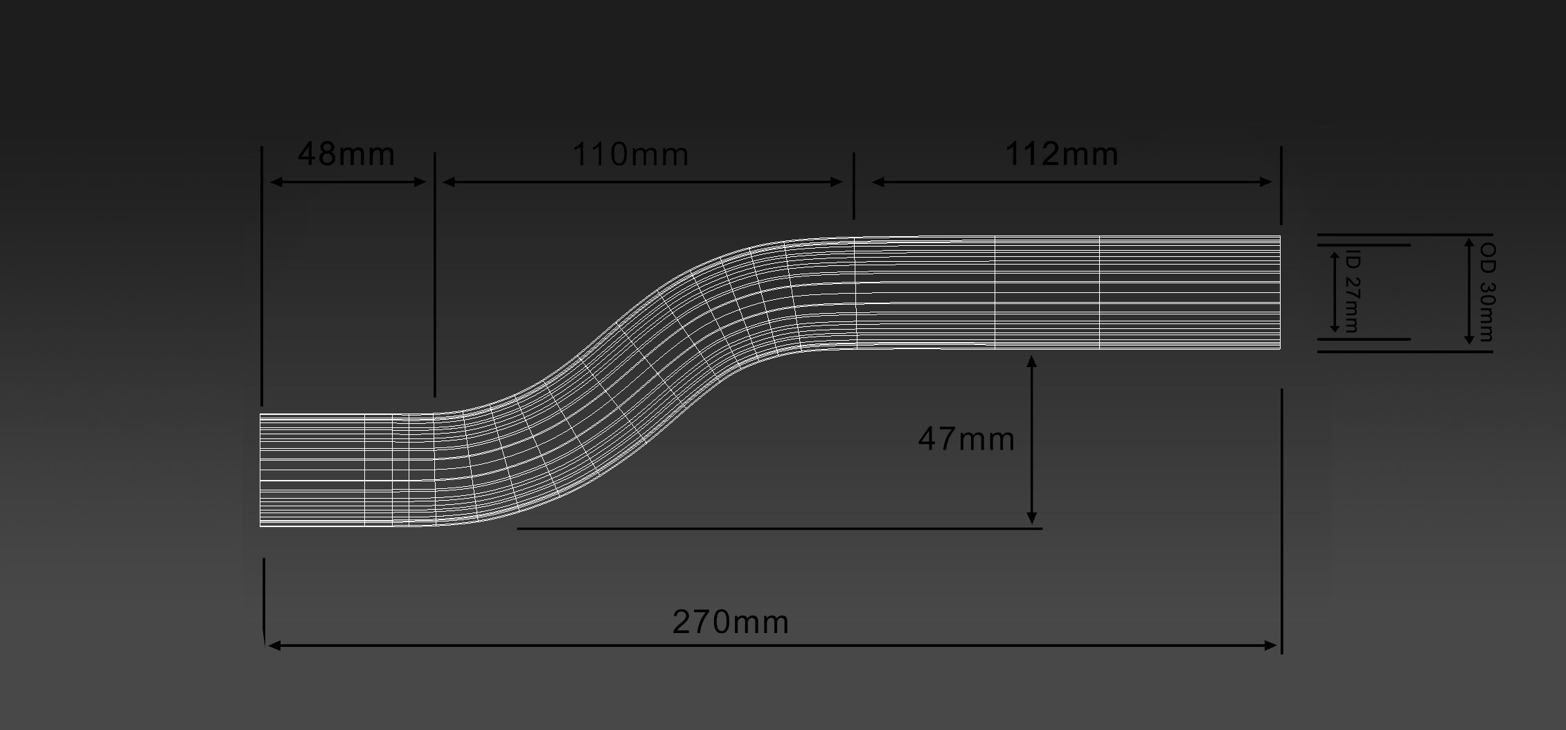 3 k matte twill bent carbon fiber tube 30x28x400MM for drone